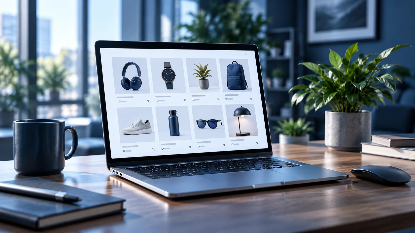Online Store Development workspace illustration